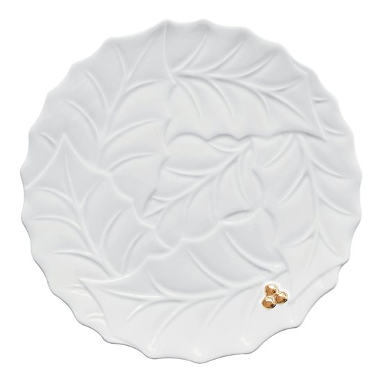 Servírovací talíř z porcelánu, 30 cm, "HOLLY&BERRIES WHITE" - Nuova R2S