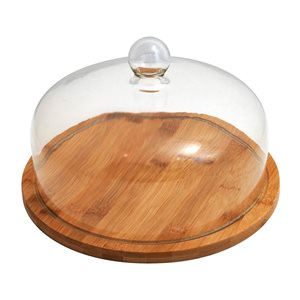 Cheese platter, 29 cm, glass cover - Zokura