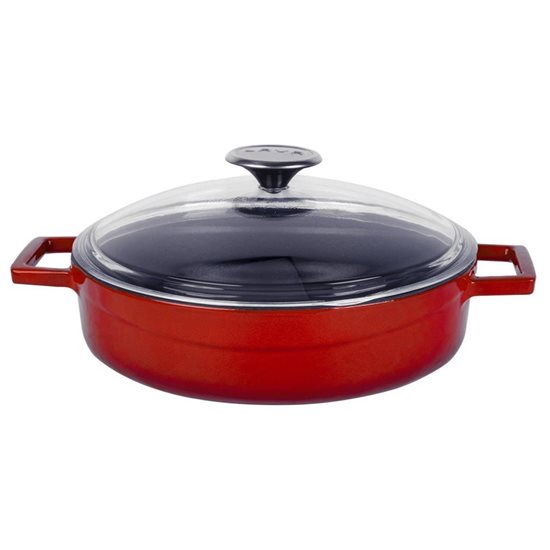 Saucepan, cast iron, 28 cm, "Glaze", red - LAVA brand