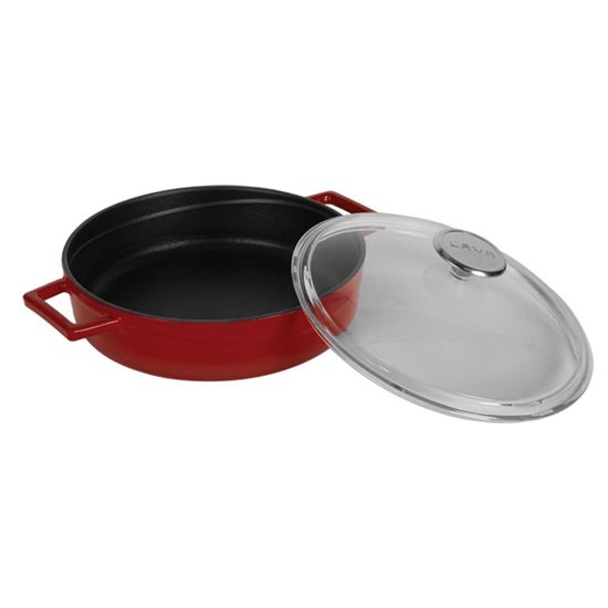 Saucepan, cast iron, 28 cm, "Glaze", red - LAVA brand