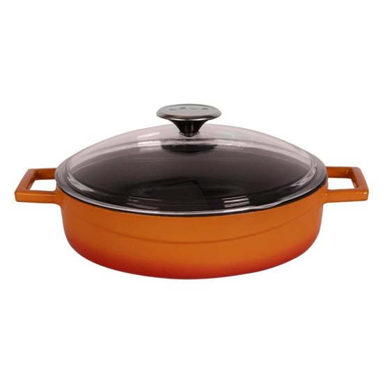 Saucepan, "Glaze" range, cast iron, 28 cm, orange color - LAVA brand