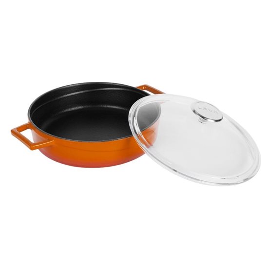 Saucepan, "Glaze" range, cast iron, 28 cm, orange color - LAVA brand