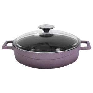 Saucepan, cast iron, 28 cm, "Glaze" brand, purple - LAVA brand