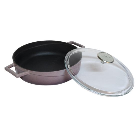 Saucepan, cast iron, 28 cm, "Glaze" brand, purple - LAVA brand