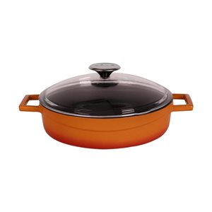 Saucepan, cast iron, 24 cm, "Glaze",  orange color - LAVA brand
