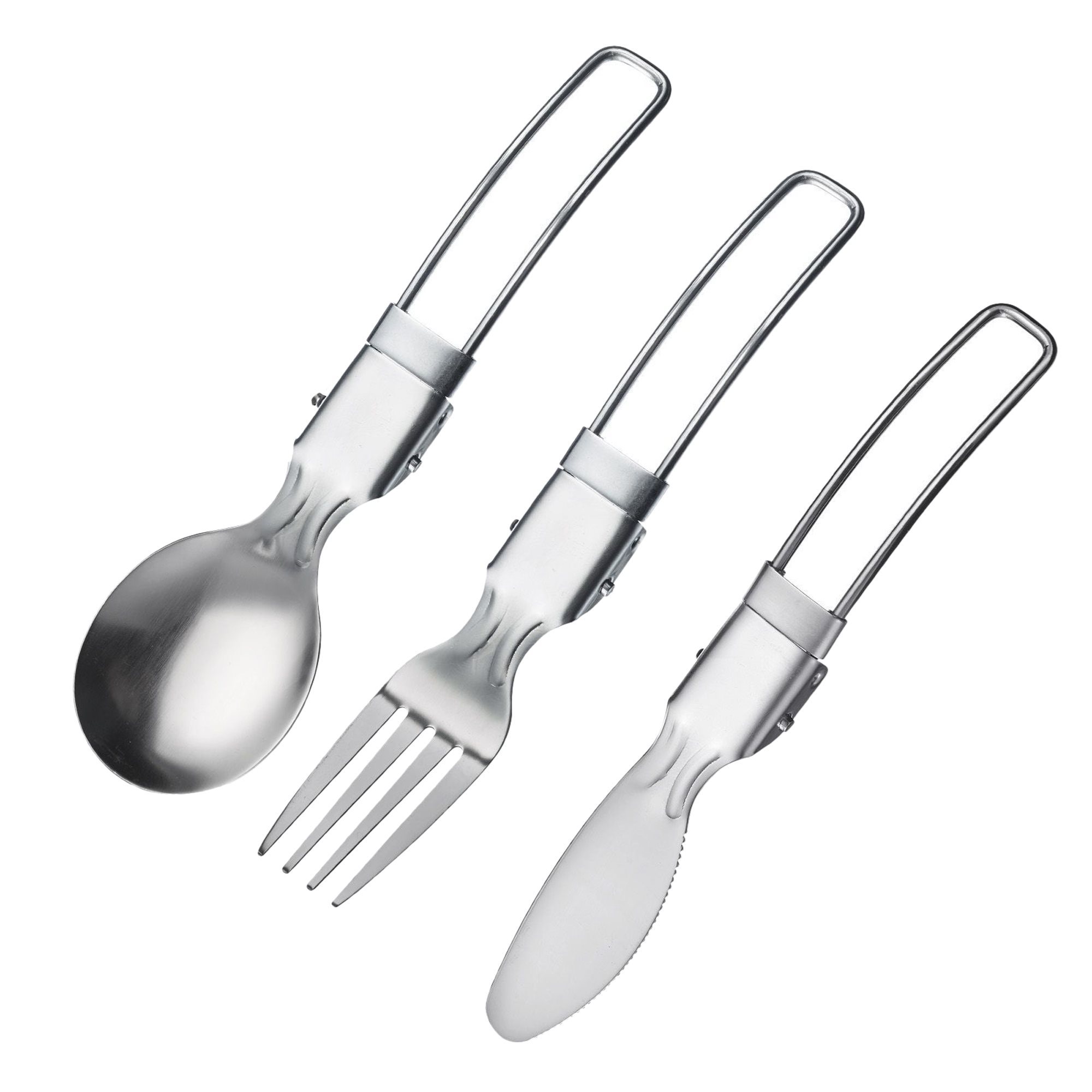 3pcs Outdoor Travel Stainless Steel Folding Cutlery Set With Knife