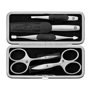 5-piece satin stainless steel set, black leather case - Zwilling TWINOX