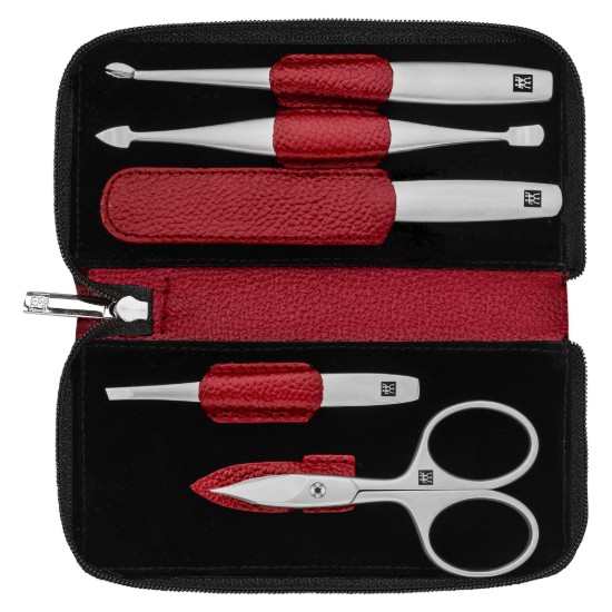 5-teiliges Set aus Edelstahl matt, Rot - Zwilling TWINOX