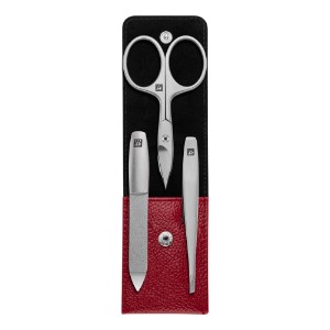 3 stainless steel piece set, red leather holder case - Zwilling Twinox
