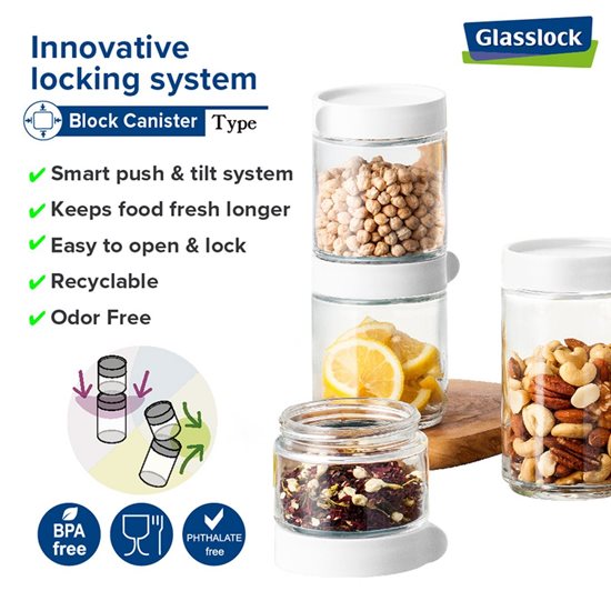 Food storage container, 1050 ml, made from glass - Glasslock