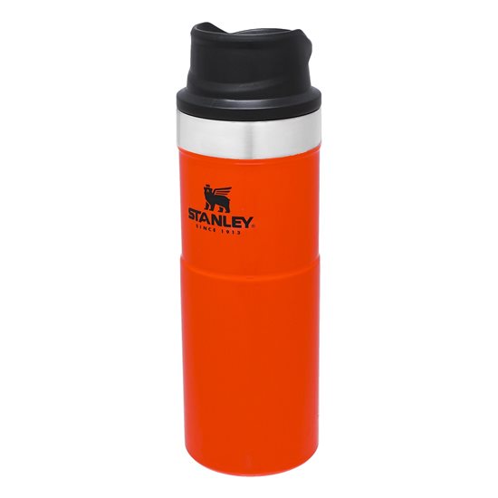 Mug taistil, cruach dhosmálta, 470ml, "Classic Trigger-Action", Blaze Orange - Stanley