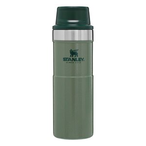 Camping mug, stainless steel, 470ml, "Classic Trigger-Action", Hammertone Green - Stanley