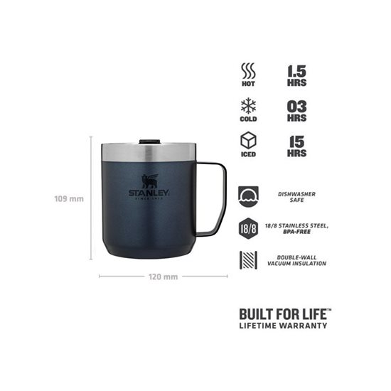 Camping mug, stainless steel, 350ml, "Classic Legendary", Nightfall - Stanley