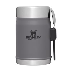 Vacuum-insulated food jar, stainless steel, with cutlery, 400 ml, "Classic", Charcoal - Stanley