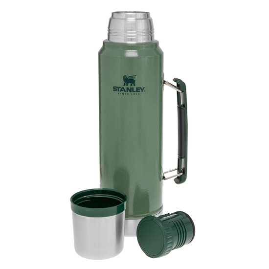 Flixkun iżolat termali ta 'l-istainless steel, 1L, "Leġġendarju Klassiku", Hammertone Green - Stanley