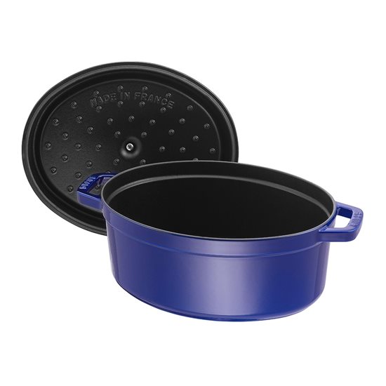 Oval Cocotte cooking pot made of cast iron 33 cm/6.7 l, "Dark Blue" colour - Staub 