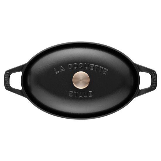 Oválny hrniec na varenie "Cocotte" vyrobený z liatiny, "La Coquette" 23 cm/1,7 l, <<Black>> - Staub