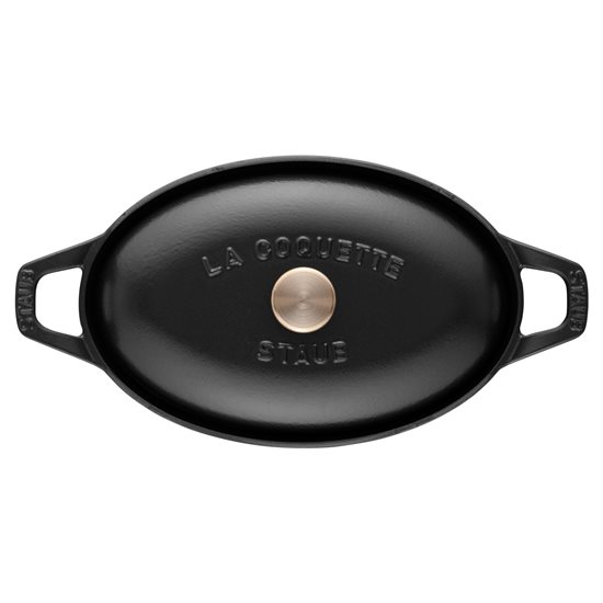 Borma tat-tisjir ovali "Cocotte" magħmula minn ħadid fondut, "La Coquette" 23 cm/1.7 l, <<Black>> - Staub