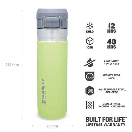 Water bottle, stainless steel, 700ml, "Go Quick", Citron - Stanley