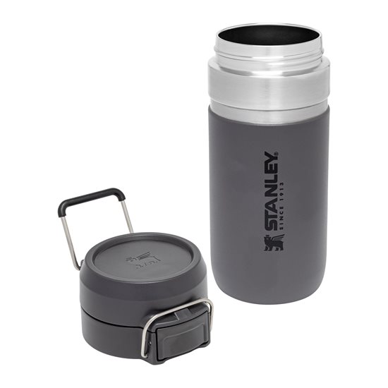 Water bottle, stainless steel, 470ml, "Go Quick", Charcoal - Stanley
