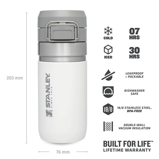 Water bottle, stainless steel, 470ml, "Go Quick", Polar - Stanley