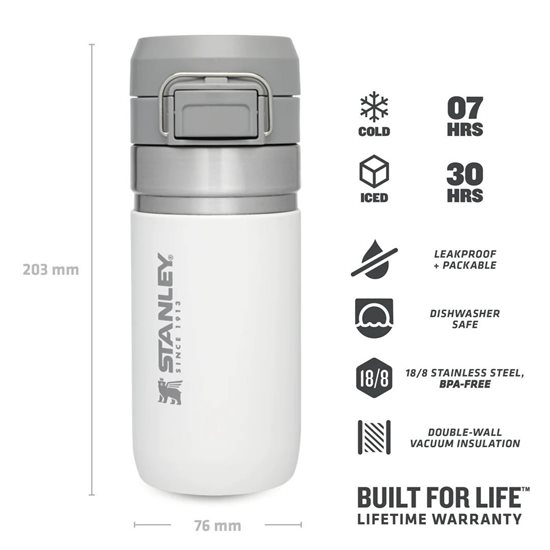 Waterfles, RVS, 470ml, "Go Quick", Polar - Stanley