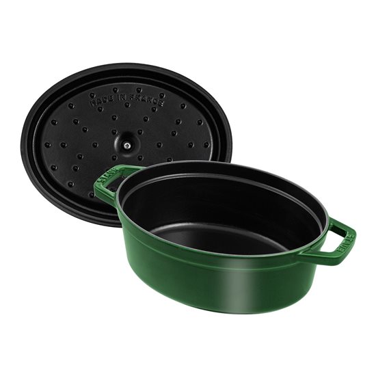 Oval Cocotte cooking pot, cast iron, 27cm/3.2L, Basil - Staub