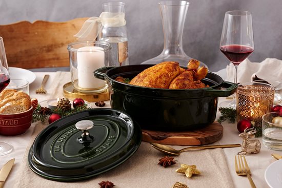 Oval Cocotte főzőedény, öntöttvas, 27cm/3,2L, Basil - Staub 