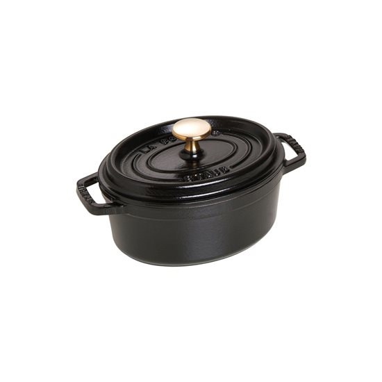 Pota cócaireachta oval Cocotte, iarann ​​teilgthe, 17cm/1L, Black - Staub