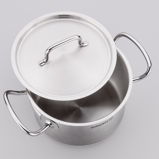 Deep stainless steel saucepan with lid, 28 cm / 9.5 L, "Proline Gastro" - Korkmaz