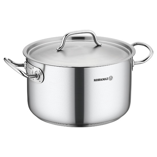 Deep stainless steel casserole dish, with lid, 32cm/15L, "Proline Gastro" - Korkmaz