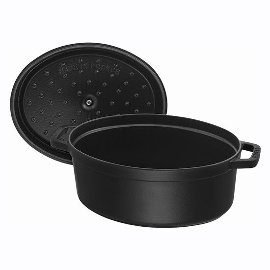 Ovalni Cocotte lonac za kuhanje, lijevano željezo, 37cm/8L, Black - Staub