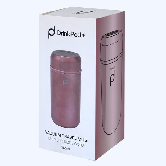 Paslanmaz çelikten yapılmış termal yalıtım şişesi, "DrinkPod", 350 ml, "Metalik Gül" - Grunwerg