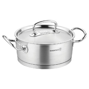Stainless steel casserole dish, with lid, 24cm/4.5L, "Proline" - Korkmaz