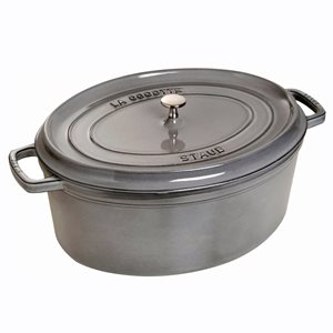 Oval Cocotte cooking dish made of cast iron 37 cm/8 l, <<Graphite Grey>> - Staub