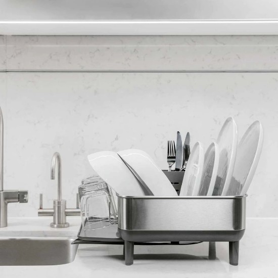 Σχάρα στεγνώματος πιάτων, ανοξείδωτο ατσάλι, 39,4x38x19 cm - simplehuman