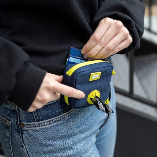 Riñonera con dispensador de bolsas para excrementos y cinturón, Azul - Built Pet