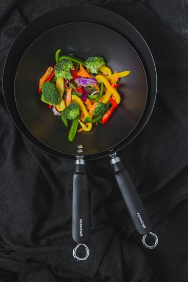 Wok-pann, süsinikterasest, 30 cm - Kitchen Craft