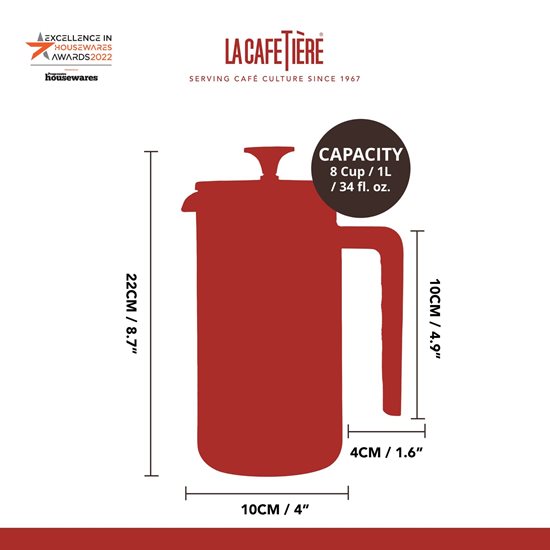 Déantóir caife, 1L, Pisa Latte Crema - La Cafetiere