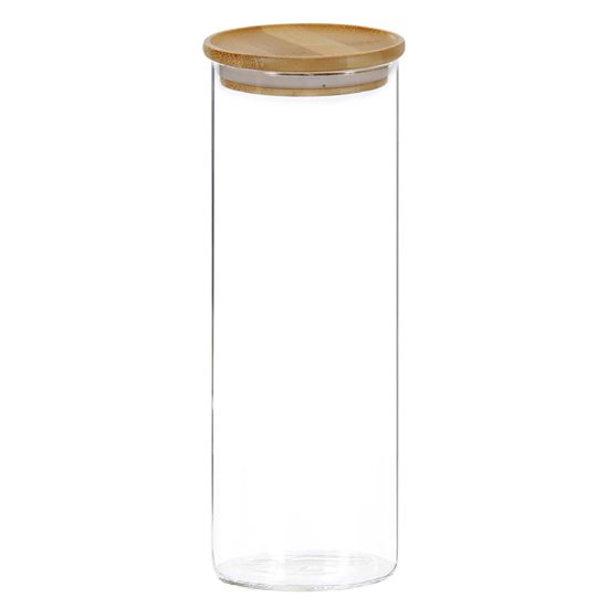 Opbevaringsglas, glas, 1800ml, med bambus låg - Kesper