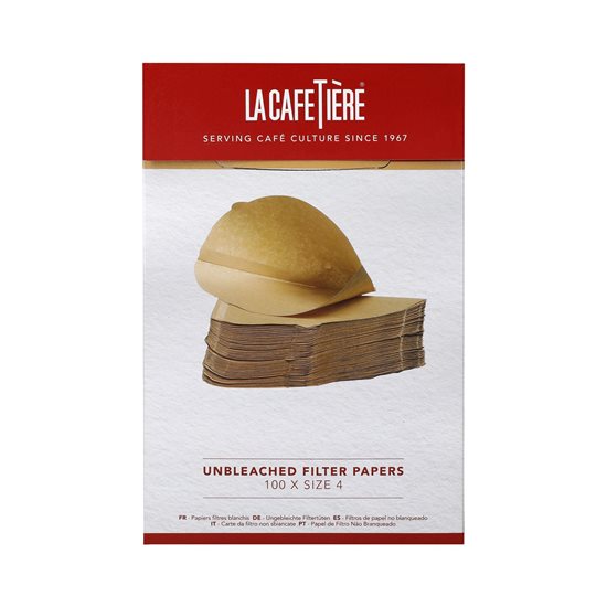 100-delers sett med ubleket filterpapir, størrelse 4 - La Cafetiere