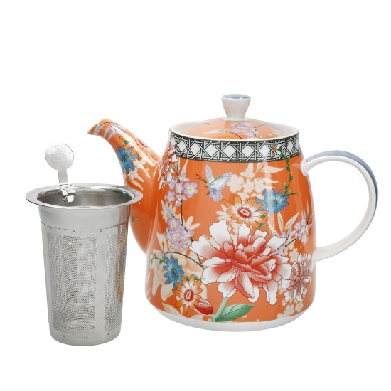 Bule com infusor, porcelana, 1L, Coral - London Pottery