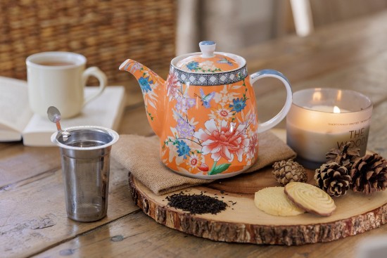 Teapot with infuser, porcelain, 1L, Coral - London Pottery