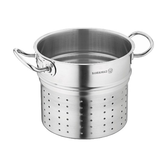 Strainer pasta cooking pot, stainless steel, 20cm/5.1L, "Proline" - Korkmaz