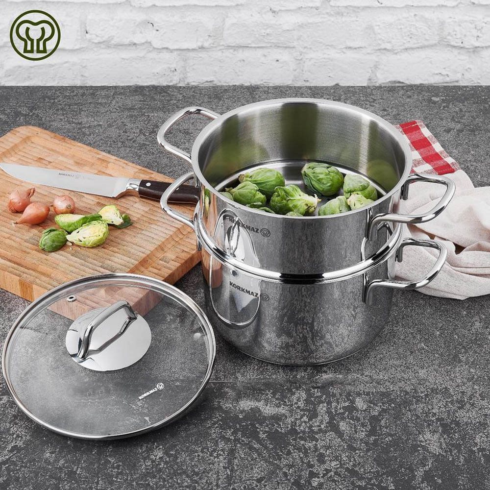 Cooking pot with lid, stainless steel, 28cm/14.5L, Proline - Korkmaz