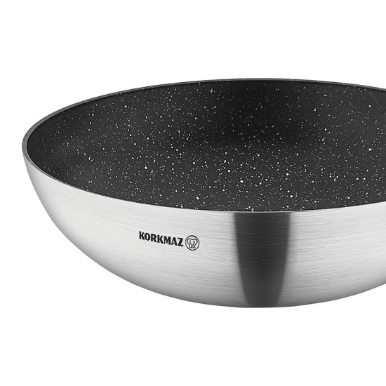 Non-stick wok pan, stainless steel, 30cm/4.3L, "Gastro" - Korkmaz