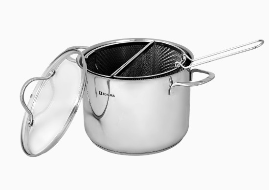 Panela para massa, com 2 cestos, aço inox, 22cm/6L - Zokura