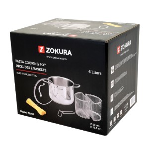 Pentola per pasta, con 2 cestelli, acciaio inossidabile, 22 cm/6 L - Zokura
