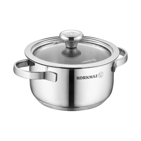 Stainless steel saucepan, with lid, 12cm/0.75L, "Minika" - Korkmaz