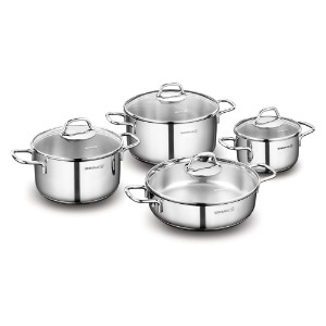 Stainless steel cooking pot set, 8 pieces, "Perla" - Korkmaz